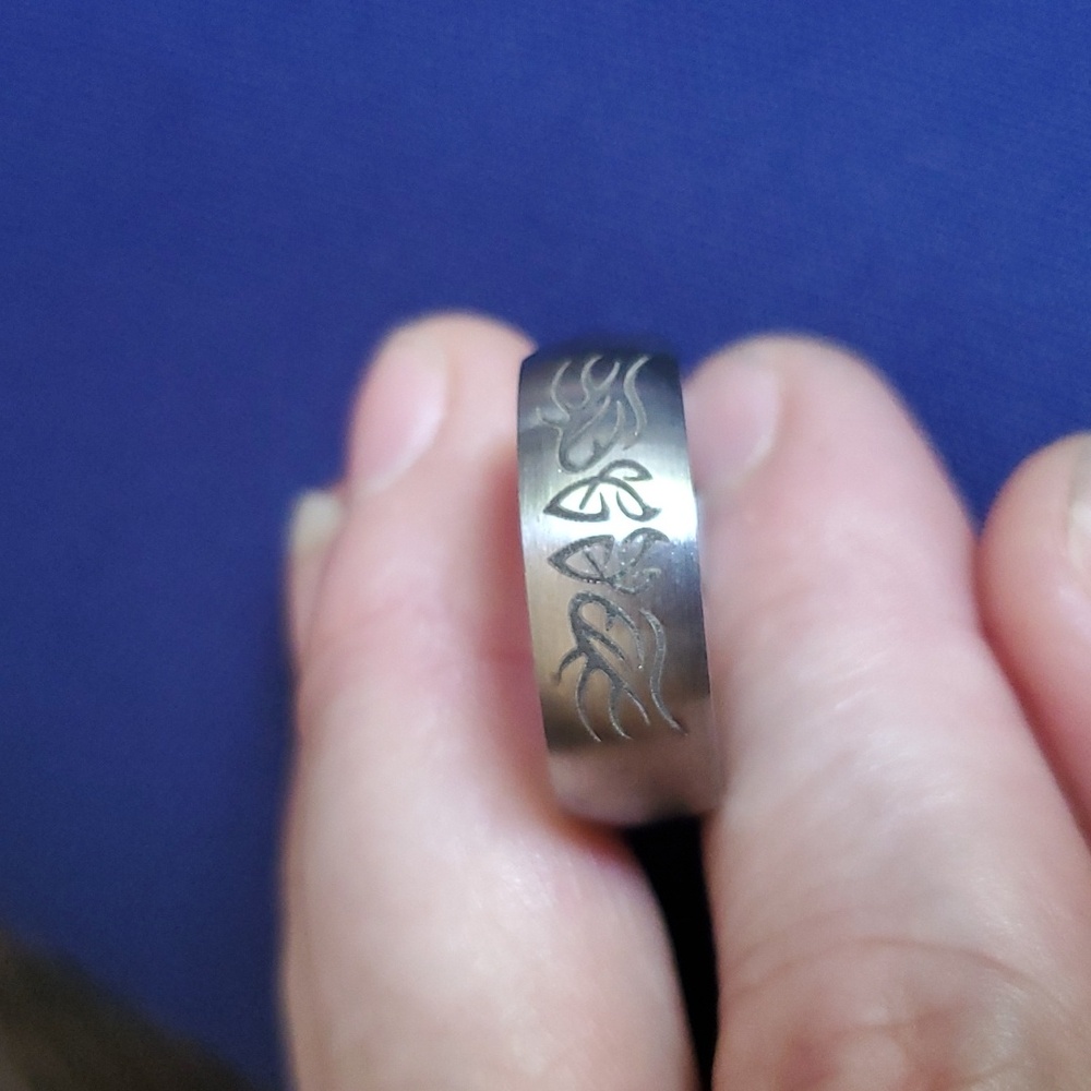 Stainless Steal Brave Laser Etched Ring - Matte Finish